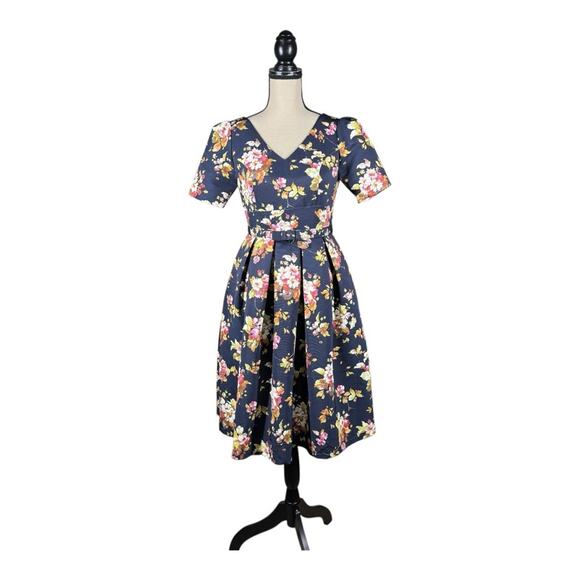 Modcloth Elegant Instance Fit And Flare Floral Dress - Picture 2 of 5